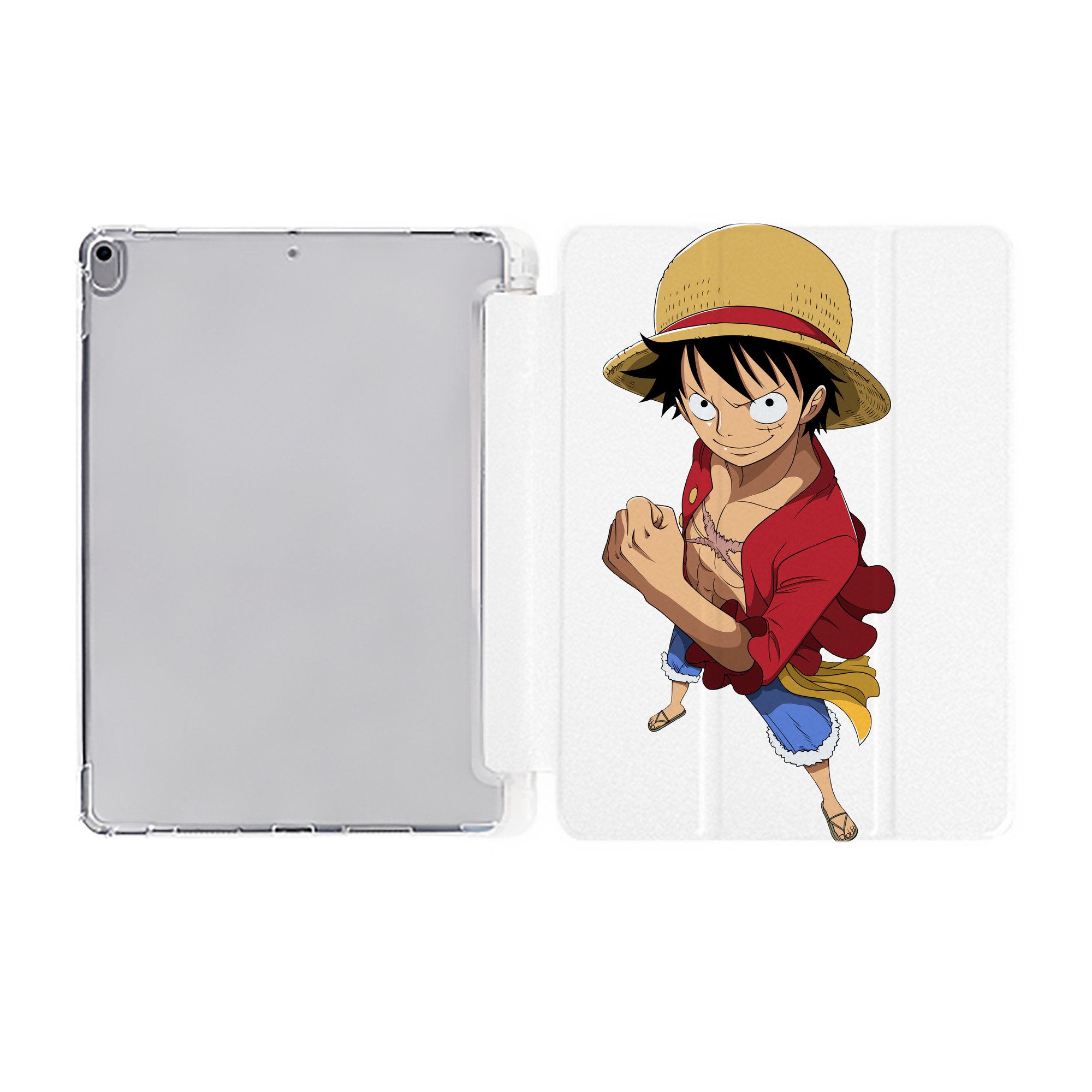 （画像用） ワンピース モンキー・D・ルフィ ONE PIECE Monkey D. Luffy IPad ケース ペン収納付き 三つ折りスタンド PUレザー×シリコン 対応機種9.5/10.5/10.9インチ